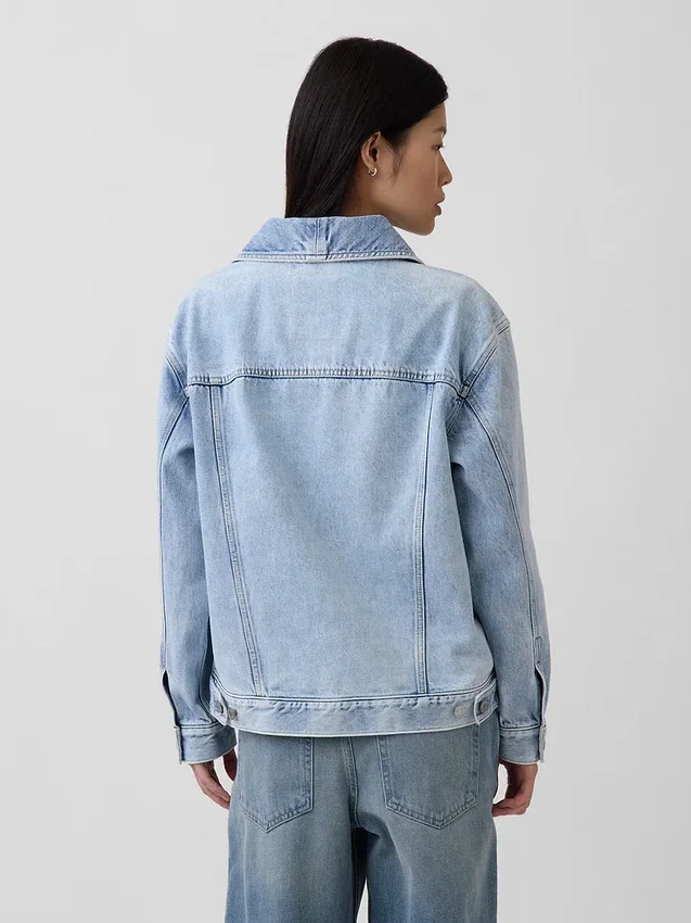 Chaqueta vaquera oversize con cuello chal