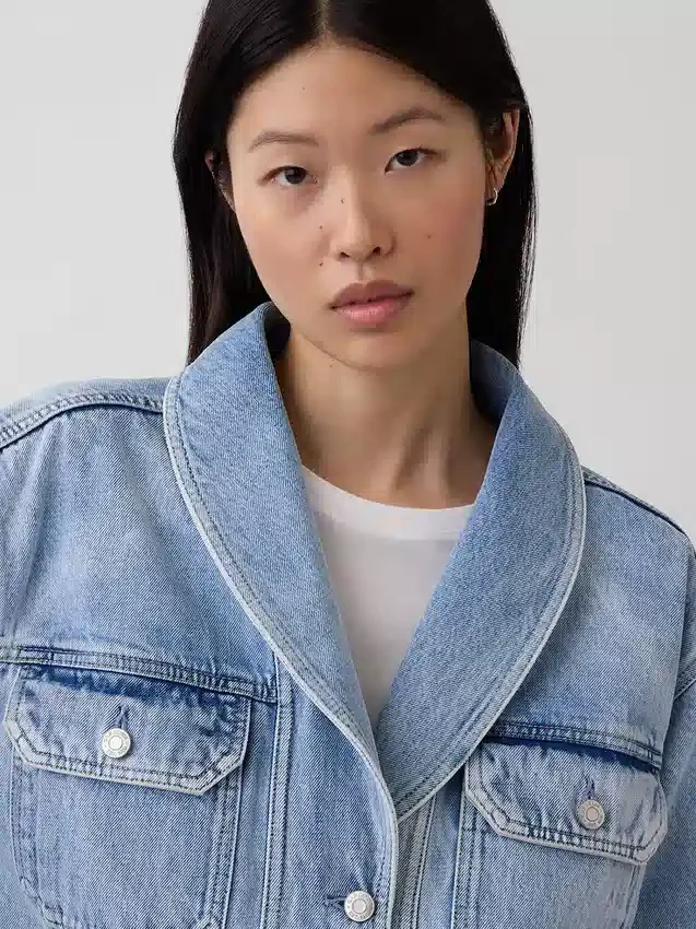Chaqueta vaquera oversize con cuello chal