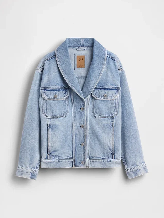 Chaqueta vaquera oversize con cuello chal
