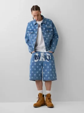 Chaqueta vaquera oversize con estampado de lunares «Icon» de GAP × Awake NY