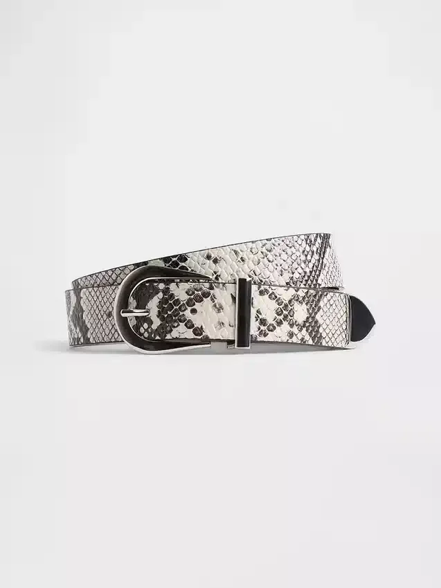 Cinturón de piel con estampado de serpiente