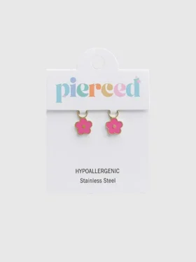 Colgante de flor rosa intenso de Pierced Co para pendientes tipo «huggie»