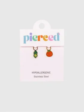 Colgantes «Vaina de guisante» y «Tomate» de Pierced Co para pendientes Huggie