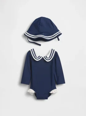 Conjunto de baño con camiseta de protección solar estilo marinero para bebé