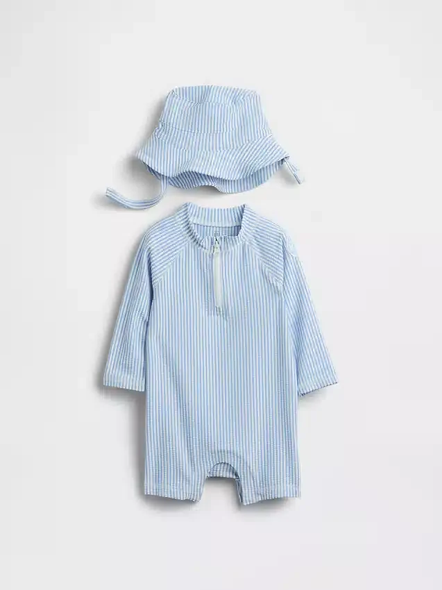 Conjunto de baño con camiseta protectora para bebé
