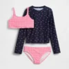 Conjunto de baño de tres piezas con camiseta de protección solar para niños