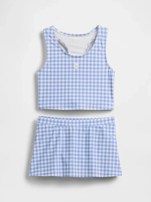 Conjunto de baño para niña con tankini y falda-pantalón