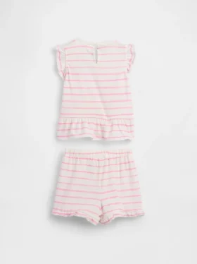 Conjunto de bebé con volantes y estampado de fresas