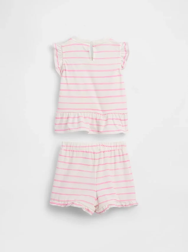 Conjunto de bebé con volantes y estampado de fresas