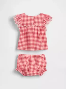 Conjunto de bebé de cuadros vichy con ojales