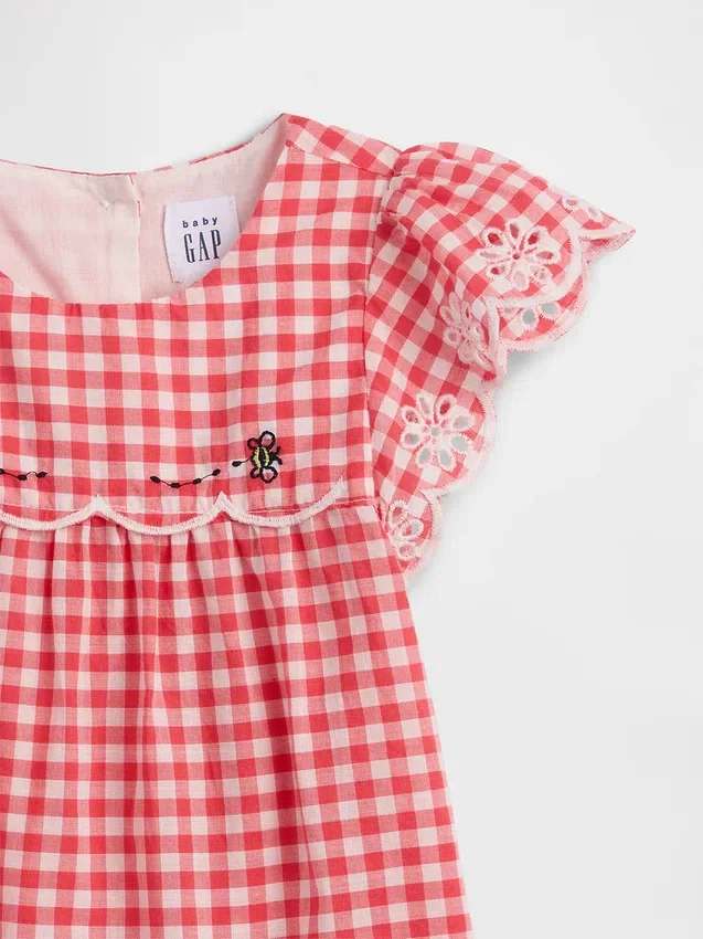 Conjunto de bebé de cuadros vichy con ojales
