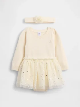 Conjunto de body y vestido de tul para bebé
