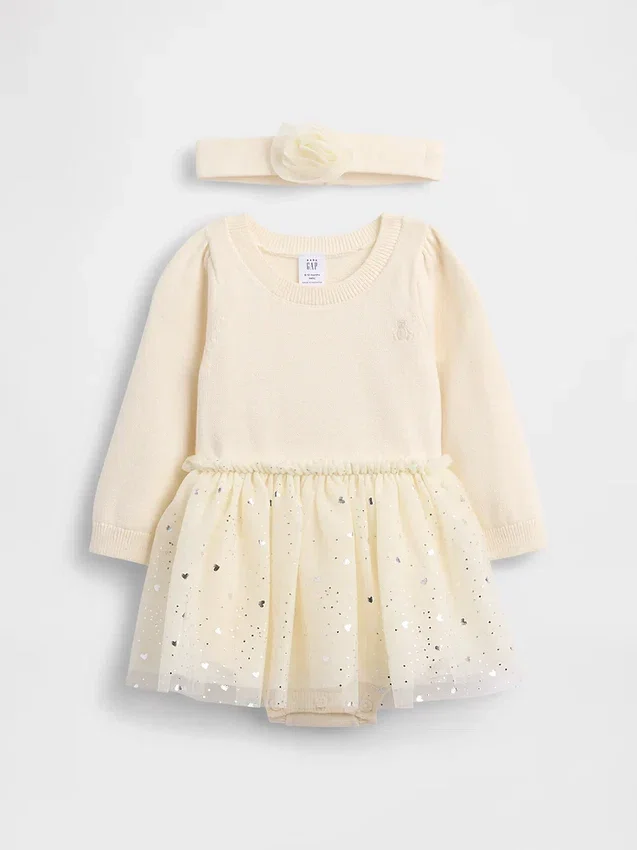Conjunto de body y vestido de tul para bebé