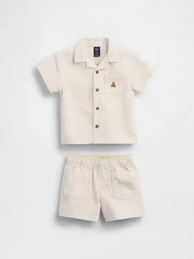 Conjunto de camisa con bolsillos para bebé