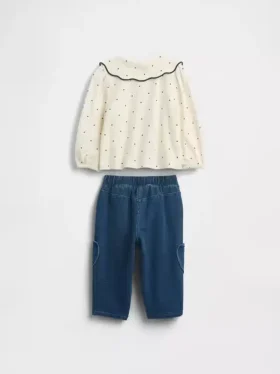 Conjunto de camiseta con cuello y pantalones sin cremallera para bebé