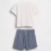 Conjunto de camiseta con estampado de langosta y pantalones cortos a cuadros