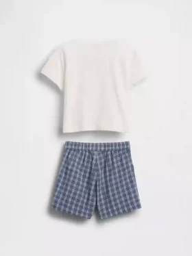 Conjunto de camiseta con estampado de langosta y pantalones cortos a cuadros