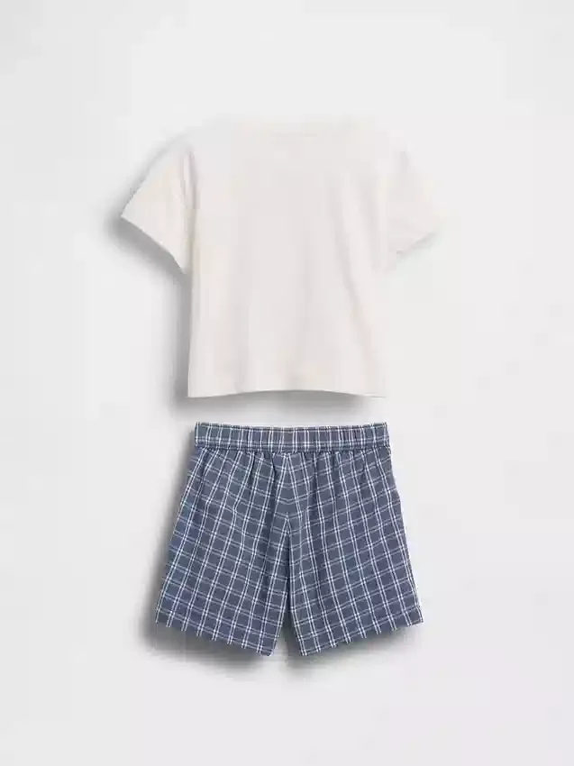 Conjunto de camiseta con estampado de langosta y pantalones cortos a cuadros