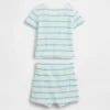 Conjunto de camiseta Henley y pantalones cortos tipo waffle para bebé