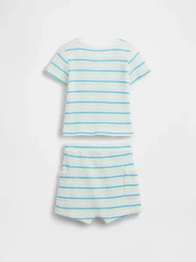 Conjunto de camiseta Henley y pantalones cortos tipo waffle para bebé