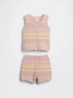 Conjunto de chaleco y pantalones cortos de punto para bebé