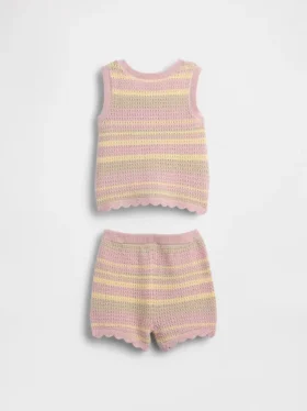 Conjunto de chaleco y pantalones cortos de punto para bebé