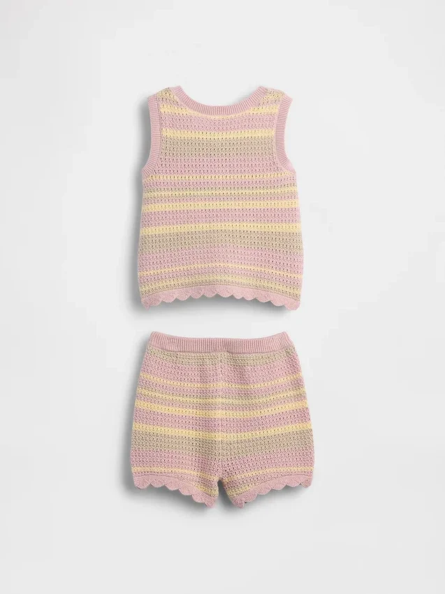 Conjunto de chaleco y pantalones cortos de punto para bebé