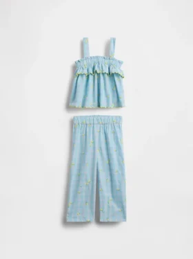 Conjunto de cuadros vichy color limón para bebés y niños pequeños