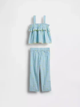 Conjunto de cuadros vichy color limón para bebés y niños pequeños