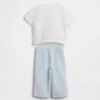 Conjunto de gasa de algodón para bebé con camiseta Henley