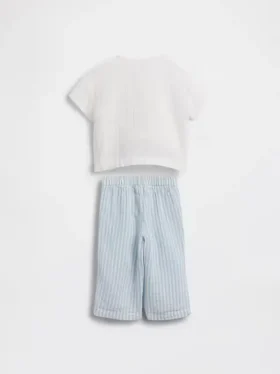 Conjunto de gasa de algodón para bebé con camiseta Henley