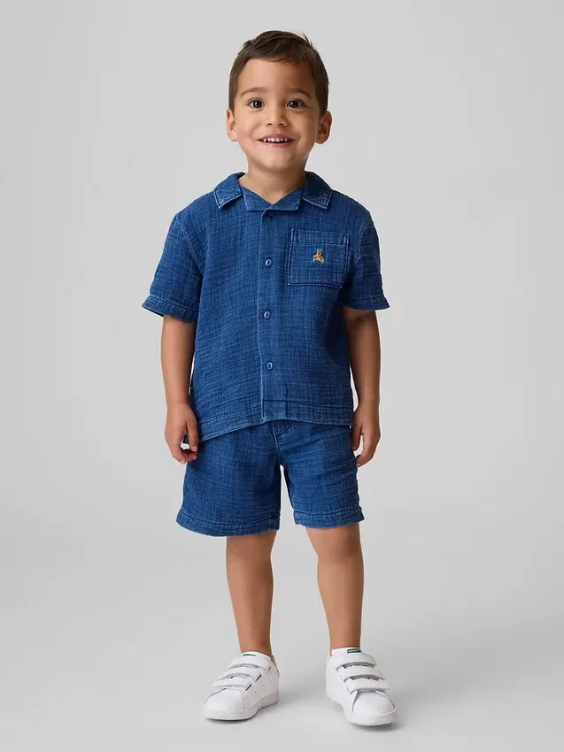 Conjunto de gasa de algodón y vaquero para bebés y niños pequeños