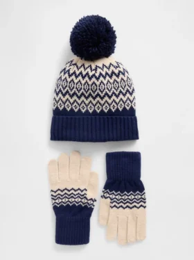 Conjunto de gorro y guantes Fair Isle para niños de CashSoft