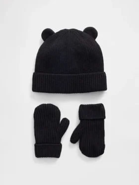 Conjunto de gorro y manoplas «CashSoft Bear» para bebés y niños pequeños