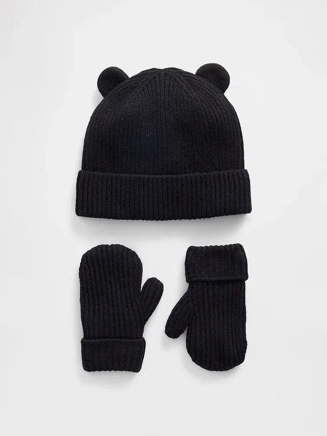 Conjunto de gorro y manoplas «CashSoft Bear» para bebés y niños pequeños