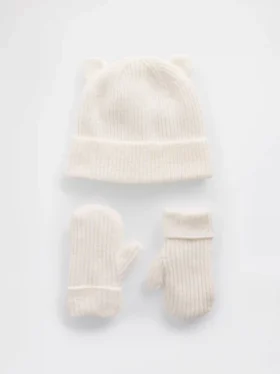 Conjunto de gorro y manoplas «CashSoft Bear» para bebés y niños pequeños