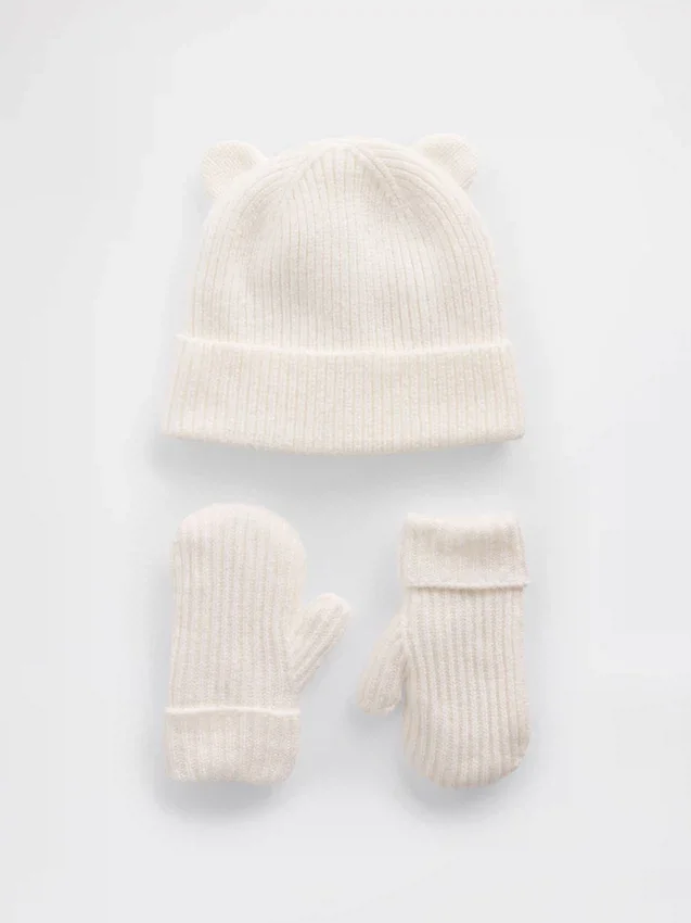 Conjunto de gorro y manoplas «CashSoft Bear» para bebés y niños pequeños