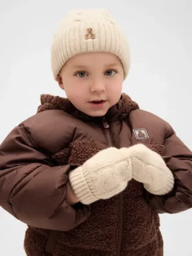 Conjunto de gorro y manoplas de punto trenzado CashSoft para Bebé y Niño