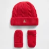 Conjunto de gorro y manoplas de punto trenzado CashSoft para Bebé y Niño