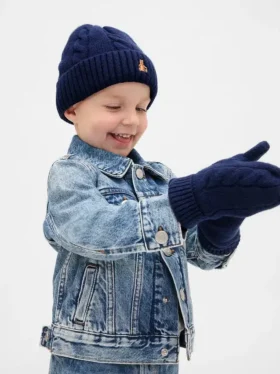 Conjunto de gorro y manoplas de punto trenzado CashSoft para Bebé y Niño