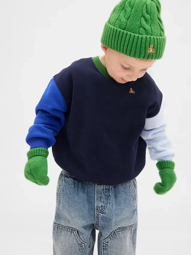 Conjunto de gorro y manoplas de punto trenzado CashSoft para Bebé y Niño