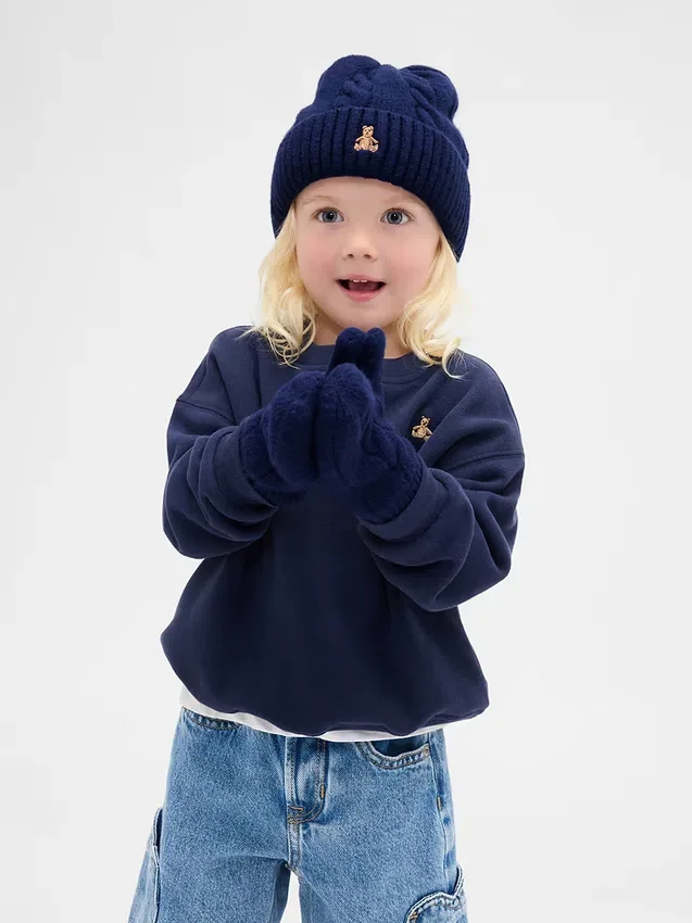 Conjunto de gorro y manoplas de punto trenzado CashSoft para Bebé y Niño