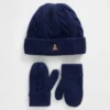 Conjunto de gorro y manoplas de punto trenzado CashSoft para Bebé y Niño