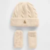 Conjunto de gorro y manoplas de punto trenzado CashSoft para Bebé y Niño