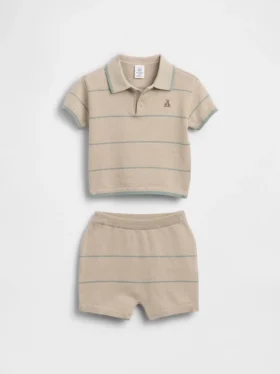 Conjunto de jerséis y pantalones cortos a rayas para bebé