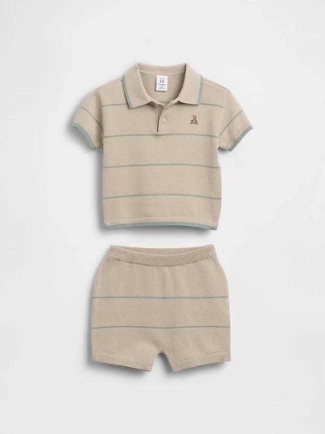 Conjunto de jerséis y pantalones cortos a rayas para bebé