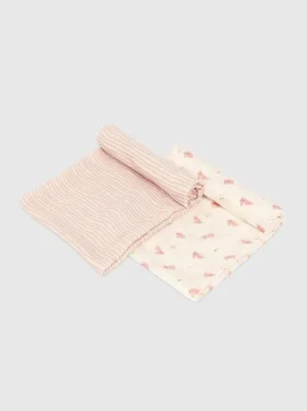 Conjunto de mantitas de bambú «Conejito» y «Ola rosa»