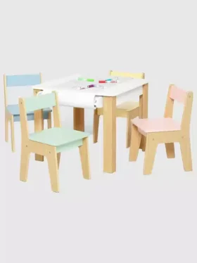 Conjunto de mesa y 4 sillas para niños pequeños