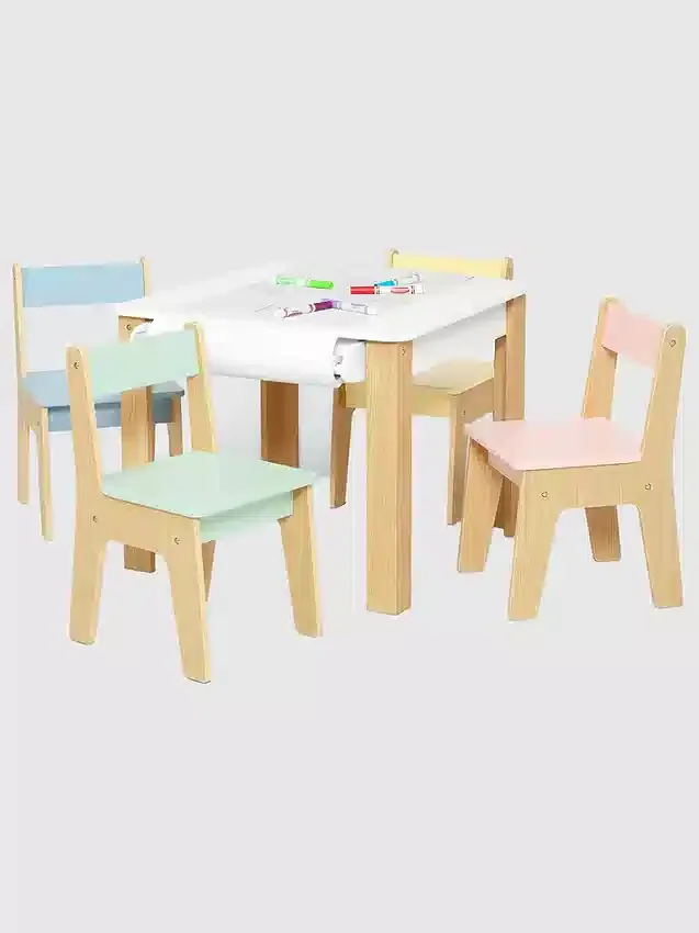 Conjunto de mesa y 4 sillas para niños pequeños