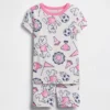 Conjunto de pantalones cortos de pijama de algodón orgánico cepillado con el logotipo del oso para Bebé y Niño